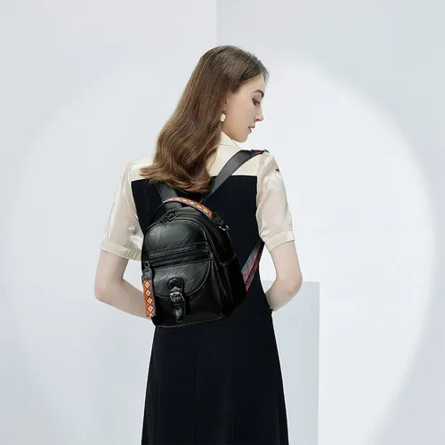 Vista 6 de KL928 Mochila pequeña para mujer, mochila de hombro a la moda, Negro -, Mochilas Daypack