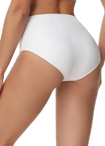 Vista 5 de BALEAF Parte inferior de bikini modesta de cintura alta para mujer, parte inferior de traje de baño de cobertura completa