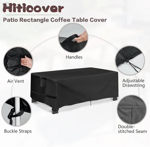 Vista 2 de Funda para Mesa de Café de Exterior Rectangular, Impermeable para Patio, Funda Pequeña Rectangular para Mesa de Café, Fundas para Muebles