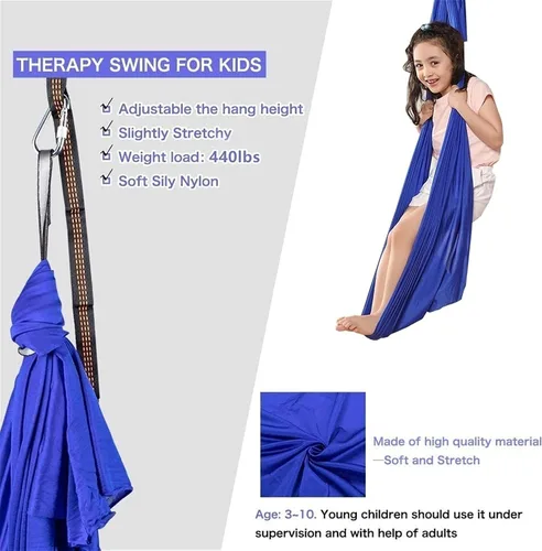 Vista 5 de Columpio sensorial para interiores con autismo y terapia para niños, hamaca colgante para niños y adolescentes con TDAH autista y Asperger