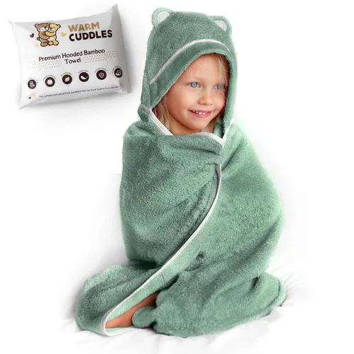 Vista 14 de Toallas prémium con capucha para niños pequeños, toalla de baño de rayón extra suave de bambú (beige)