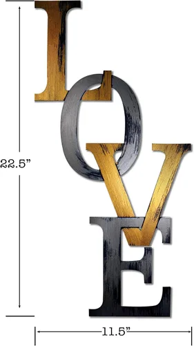 Vista 2 de Letter2Word Decoración de pared - Chained Love - Arte de pared con palabras originales, bronce y bronce