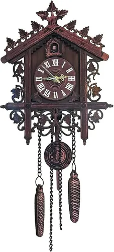 Vista 5 de Reloj de pared de madera con péndulo retro, reloj de cuarzo hecho a mano, reloj de pared, reloj colgante de cuarto de bebé, para sala de estar, Gelb