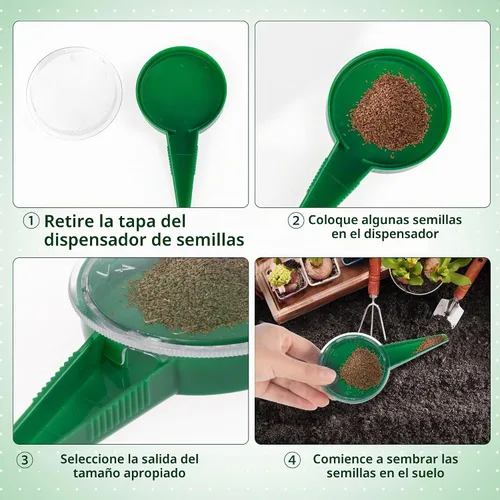 Vista 4 de TXIN Esparcidor de semillas de mano, 2 piezas, sembrador de semillas para semillas pequeñas, mini herramienta de sembradora de mano portátil