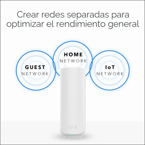 Vista 8 de NETGEAR Orbi Serie 370 Sistema de malla WiFi 7 de doble banda para el hogar (RBE372) - Router inalámbrico (sin módem) + 1 extensor, características