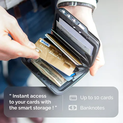 Vista 4 de ÖGON -DESIGNS- The First Pocket Size Vault - Cartera de código de aluminio para tarjetas y billetes, con cerradura con un código de 3 dígitos