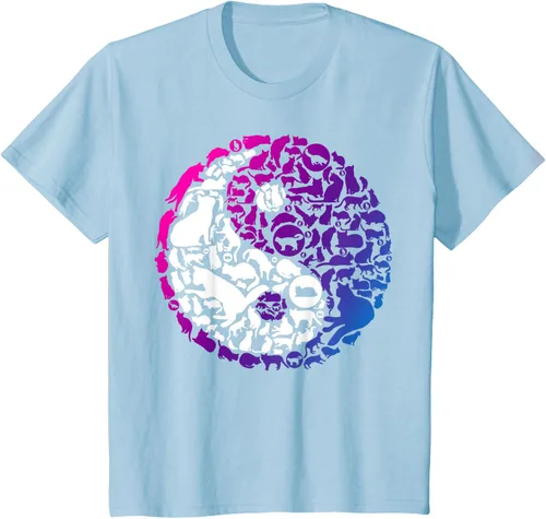 Vista 6 de Cute Kitty Cats and Zen Spirit Peace & Love Yin Yang - Camiseta de gato Negro