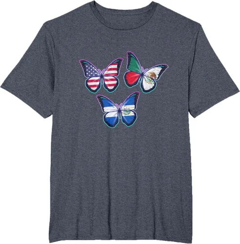 Vista 76 de Multiculti Heritage. Camiseta El Salvador México y Estados Unidos