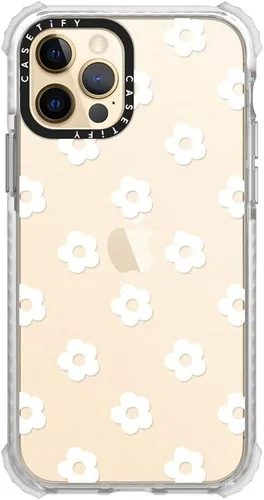 Vista 3 de Funda CASETiFY Ultra Impact para iPhone 12 / iPhone 12 Pro - Ditsy Daisies - Blanco - Transparente Frost