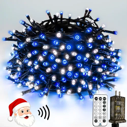 Vista 9 de Luces de Navidad controladas por voz con control remoto, cadena de 300 luces LED de 99 pies para interiores y exteriores con 12 modos, 3