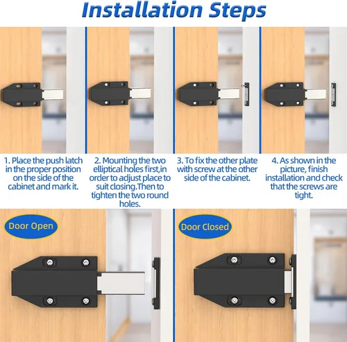 Vista 8 de Touch Latch Jiayi - Cerradura magnética de resorte para puerta grande, cierre oculto para puerta grande, cierre de puerta oculta, cierre a presión