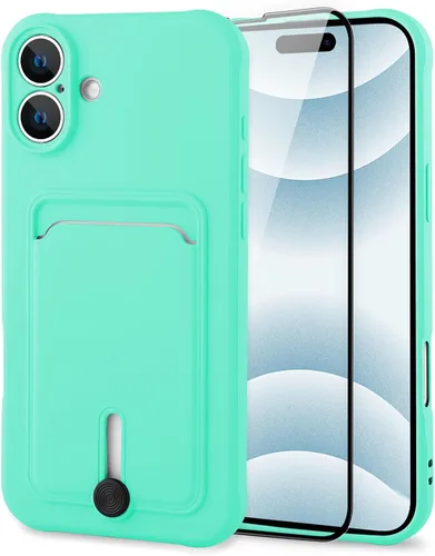 Vista 54 de MZELQ Cartera de TPU Compatible con Funda iPhone 12, Portarjetas Protección de Cámara Cubierta + Protector de Pantalla, Ranura Empujable para Niñas