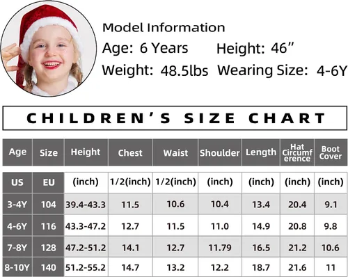 Vista 7 de IKALI Kids Holiday Santa Claus Costume Christmas Dress Holiday Party Dress-up Outfit for Boys Girls Children