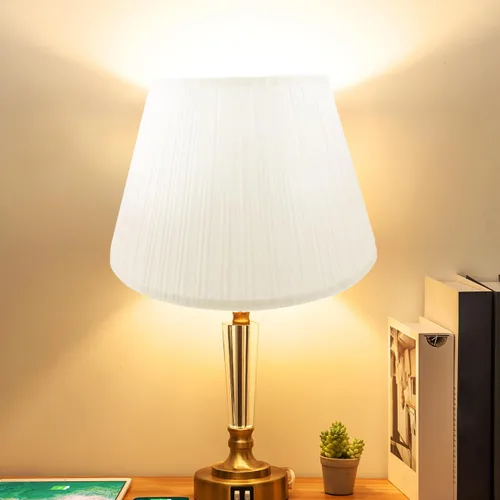 Vista 6 de PRETYZOOM Pantallas plisadas medianas para lámpara de mesa, lámpara de pared, luces de pie, cubierta de lámpara de lino blanco, pantalla de repuesto