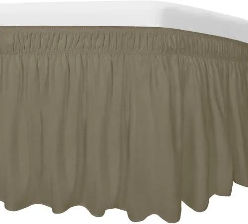 Vista 9 de Easy-Going - Falda de cama para cama Twin o Full, caída a medida de 18 pulgadas, con cinturón elástico ajustable, fácil de usar sin levantar el Beige