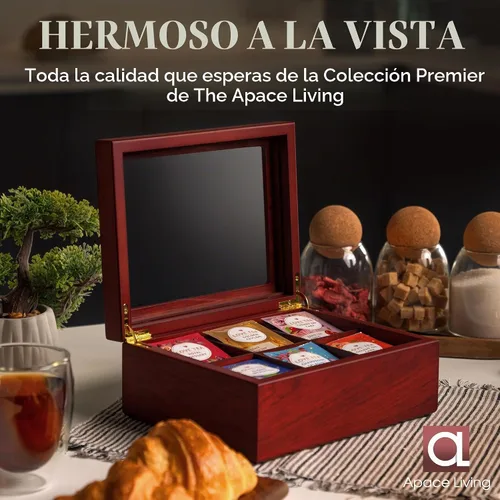 Vista 5 de Caja de té - Organizador de bolsas de té de madera de lujo de The Apace