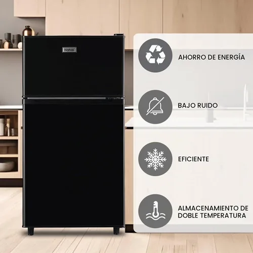 Vista 5 de WANAI - Refrigerador compacto de 3.5 pies cúbicos, diseño de 2 puertas, termostato ajustable, estantes ajustables y extraíbles, adecuado