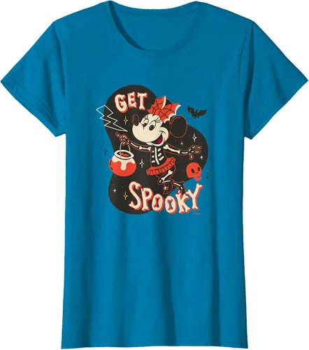 Vista 82 de Disney Disfraz de esqueleto de Minnie Mouse para Halloween, camiseta espeluznante Negro