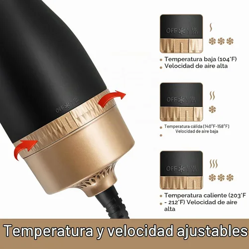 Vista 6 de NOOR Cepillo secador de pelo caliente 4 en 1, control de encrespamiento, cepillo secador de pelo, cepillo secador de pelo, cepillo para secar