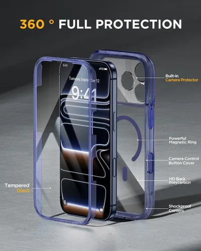 Vista 27 de Miracase Serie de vidrio para iPhone 11 de 6.1 pulgadas, funda protectora de cuerpo completo resistente mejorada con protector de pantalla de vidrio