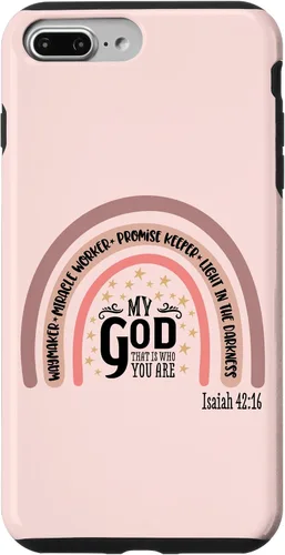 Vista 12 de Funda motivacional para iPhone 13 Pro Max Waymaker Boho Rainbow con versículo bíblico