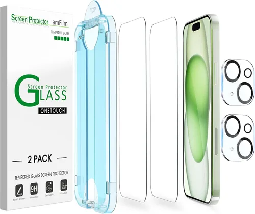 Vista 11 de amFilm OneTouch - Protector de pantalla para iPhone 12 Pro Max (6.7 pulgadas, 2020) con kit de fácil instalación, vidrio templado, paquete de 2