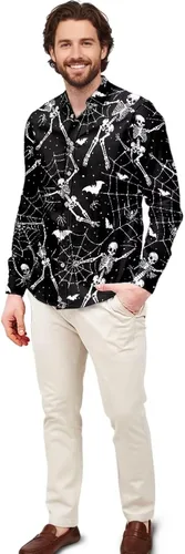 Vista 17 de Camisas polinesias para hombre con patrones de hojas tropicales polinesias, camisa hawaiana de manga larga para hombre, ropa de vacaciones de otoño
