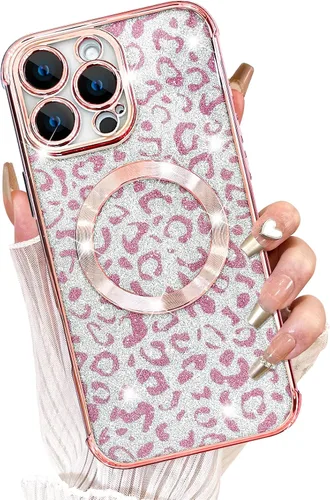 Vista 9 de Fiyart Diseñado para iPhone 16 Pro Max, Funda Compatible con MagSafe, Estampado de Guepardo, Placa de Protección de Cámara, Magnético, Brillante