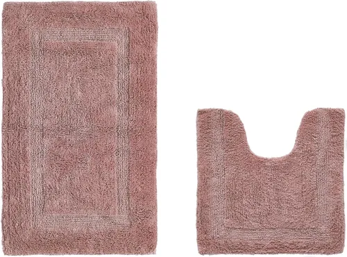 Vista 485 de Better Trends - Juego de 2 alfombras de baño 100% algodón, extra suaves, con borlas, de 17" x 24", alfombra de baño superabsorbente y reversible