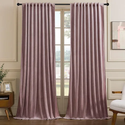 Vista 10 de Timeper Cortinas opacas de terciopelo negro de 42 pulgadas de ancho x 84 pulgadas de largo, cortinas opacas para dormitorio, sala de estar, cortinas