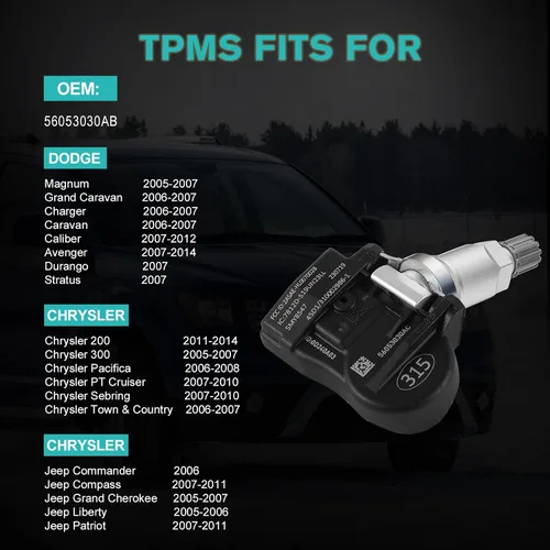 Vista 6 de AULINK 56053030AC 56029465AB Sensores TPMS de presión de neumáticos para Jeep Compass Grand Cherokee Liberty Patriot, Dodge Magnum Grand Caravan