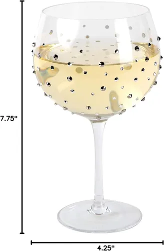 Vista 6 de Pavilion - Copa de vino con tallo de 24 onzas, piedras preciosas de vidrio negro, cristal de cumpleaños