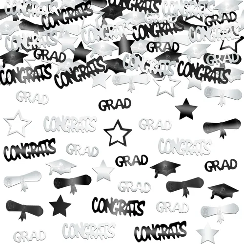 Vista 8 de KatchOn, Confeti de graduación negro brillante 2025 – Paquete de 500 Confeti de graduación 2025 decoraciones Decoraciones de graduación 2025