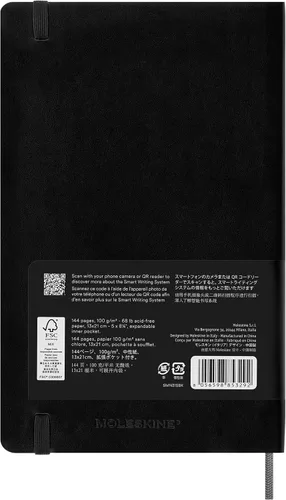 Vista 2 de Moleskine Cuaderno inteligente, grande, a rayas, negro, tapa blanda (5 x 8.25) Large 5" x 8.25" Smart Notebook with 144 Ncoded ruled pages for the