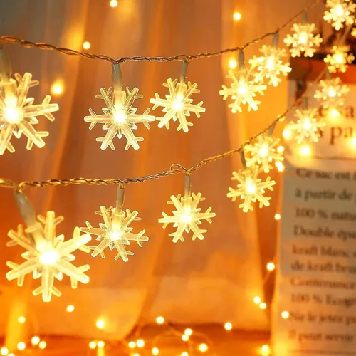 Vista 10 de AUAUY Guirnalda de luces LED de 40 luces LED de 19.6 pies, funciona con pilas, 2 modos, luces de Navidad para dormitorio, luces impermeables