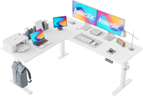 Vista 18 de Agilestic Escritorio de Pie en Forma de L de 59 Pulgadas de Altura Ajustable, Escritorio de Esquina Eléctrico de Pie, Mesa de Computadora Sit Stand