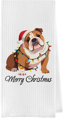 Vista 7 de Regalos de Navidad Golden Retriever - Toallas de cocina decorativas con tejido de gofre Golden Retriever, toallas de cocina navideñas para perro