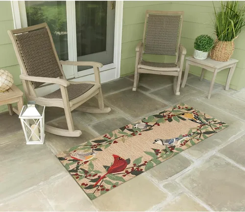 Vista 49 de Liora Manne Mum Aqua - Alfombra para interior/exterior, 3 pies, redonda