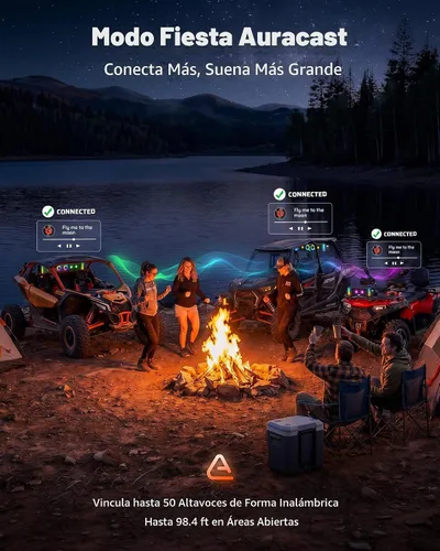 Vista 3 de Ehaho 17 Inch 4-Speaker UTV Sound Bar with Bluetooth, RGB, IP66 Waterproof