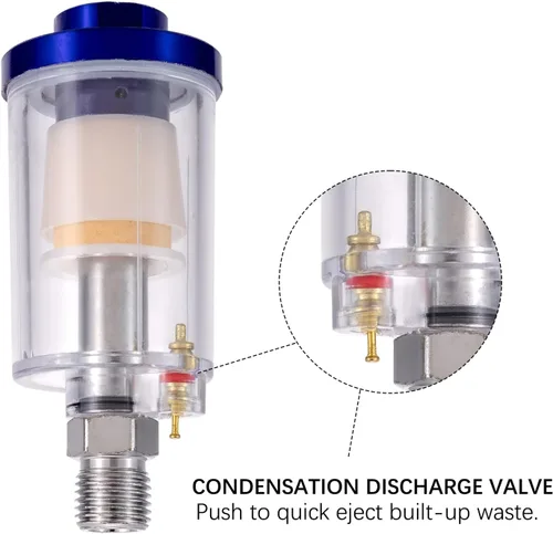 Vista 2 de Separador de agua y aceite de aire, filtro de trampa, separador de filtro de compresor de aire NPT de 1/4 pulgadas para pistola pulverizadora