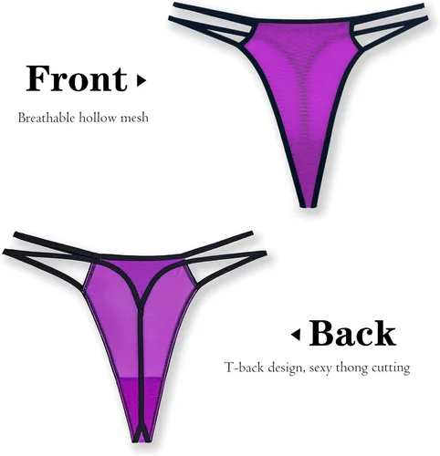 Vista 5 de T Back Sexy Low Rise Variedad Elástico Invisible Patrones de Tangas para Mujer
