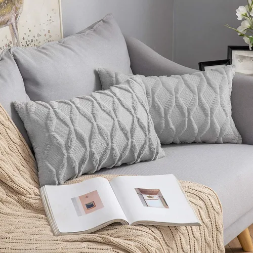 Vista 15 de MIULEE juego de 2 fundas de almohada de lana sintética, bordadas, para sillón, sofá, dormitorio, auto, fundas decorativas