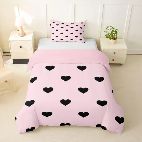 Vista 30 de Erosebridal - Juego de ropa de cama kawaii, juego de funda de edredón con diseño de fresa rosa, para mujeres, niñas y niños, decoración