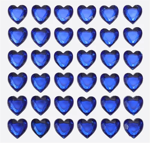 Vista 16 de MECCANIXITY 144 calcomanías autoadhesivas de diamantes de imitación de corazón de 0.394 pulgadas para maquillaje de San Valentín, artes y Azul