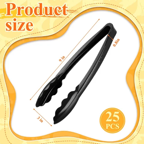 Vista 2 de Tessco for you 25 pinzas de plástico para servir a granel, pinzas desechables de plástico de 9 pulgadas, pinzas de ensalada resistentes para cocina