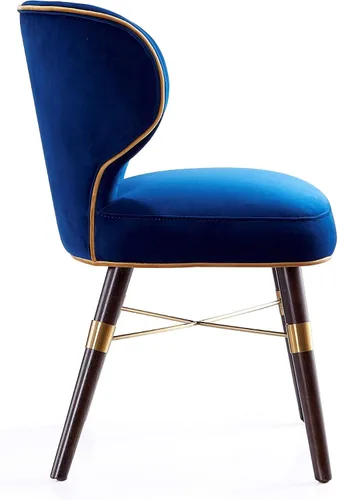 Vista 6 de Manhattan Comfort Silla de comedor Strine Velvet en color azul
