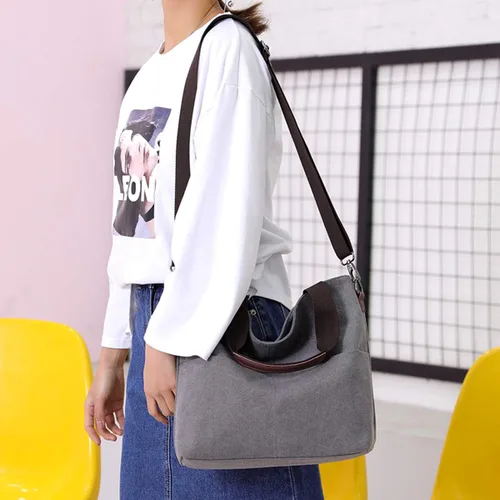 Vista 9 de DOURR Hobo - Bolsos cruzados de lona para mujer, bolso cruzado de moda de algodón