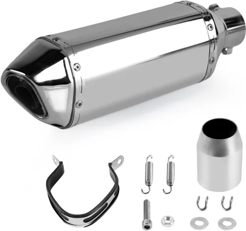 Vista 10 de Silenciador de escape de fibra de carbono de 1.5 – 2 pulgadas con DB Killer extraíble para motocicletas de calle/deporte y scooters con tubos