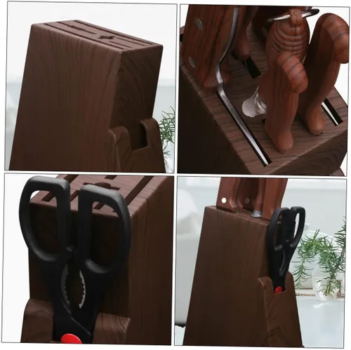 Vista 7 de Soporte de almacenamiento para cuchillos Herramientas para el hogar, soporte de cuchillos de grano de madera, bloque de cuchillos sin cuchillos