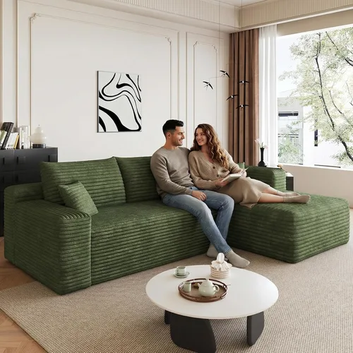 Vista 55 de Sofá seccional Cloud de 96 pulgadas, sofá deshuesado para sala de estar, sofá modular con asiento profundo, sofá de pana cómodo y esponjoso con Negro